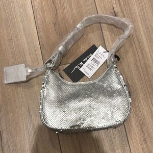 Nicole Miller Silver Sequin Shoulder Bag